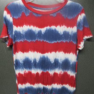 Red White Blue Tye Dye Tee Size S
